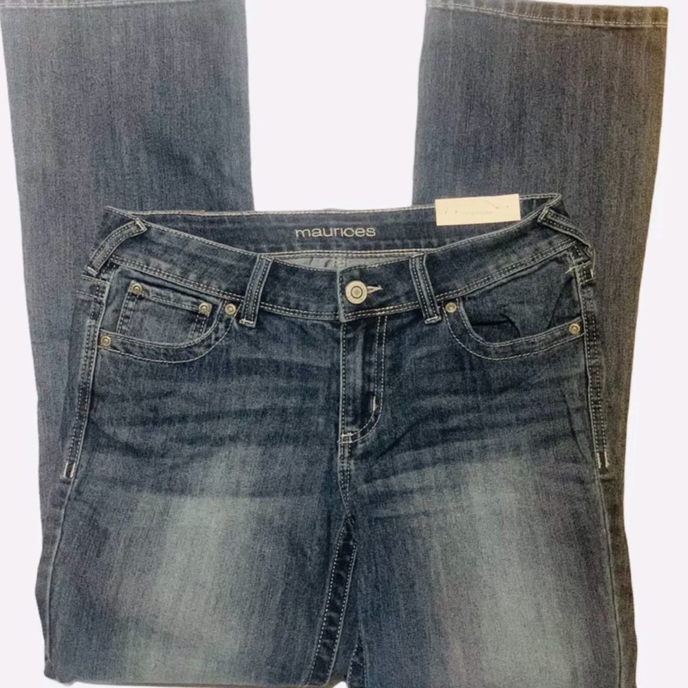Maurices DENIM FLEX Mid Rise Slim Boot Cut Jeans Womens Sz 6 SHORT DARK BLUE NWT